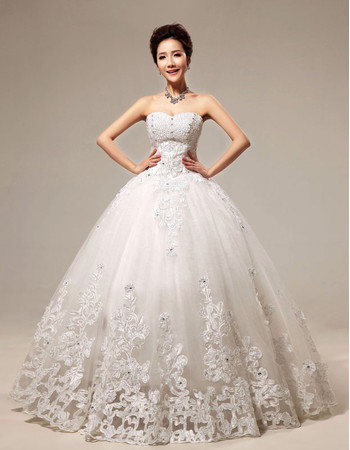 Affordable Embroidery Ball Gown Floor Length Organza Wedding Dress