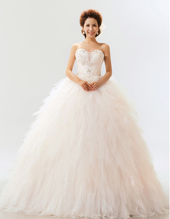 Stunning Ruffle Organza Sweetheart Ball Gown Long Dress for Spring Wedding