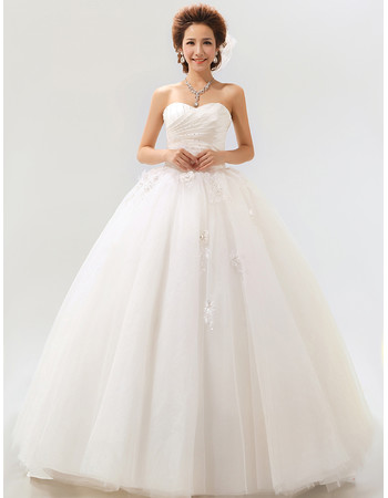 Modern Ball Gown Sweetheart Floor Length Satin Dress for Spring Wedding