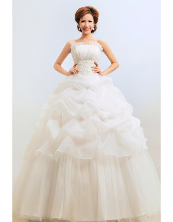 Discount Gorgeous Ball Gown Strapless Floor Length Organza Wedding Dress