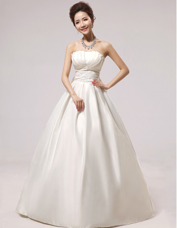 Modern Simple A-Line Strapless Floor Length Satin Wedding Dress