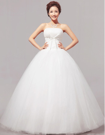 Discount Classic Modern Ball Gown Strapless Floor Length Satin Wedding Dress