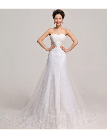 Custom Elegant Mermaid/ Trumpet Sweetheart Organza Court Train Wedding Dress