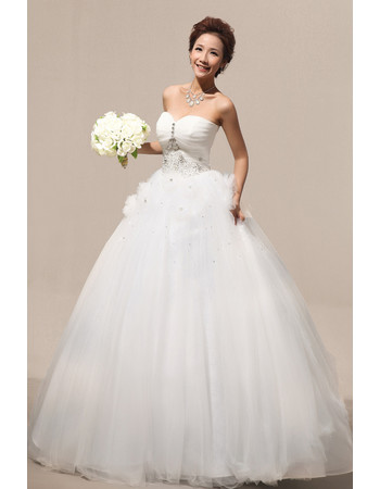 Custom Modern Ball Gown Sweetheart Floor Length Satin Wedding Dress