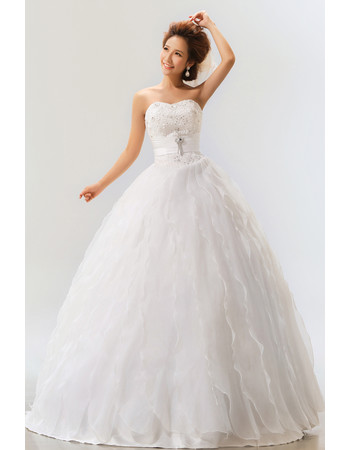 Amazing Tiered Skirt Organza Ball Gown Strapless Dress for Spring Wedding