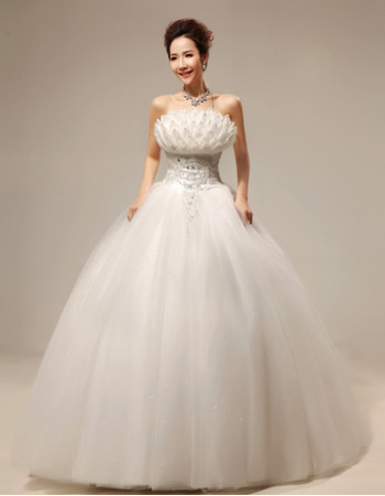 Inexpensive Amazing Ball Gown Floor Length Wedding Dress with 3D Flowers