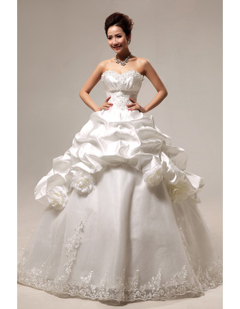 Custom Gorgeous Pick-Up Skirt Ball Gown Sweetheart Floor Length Wedding Dress