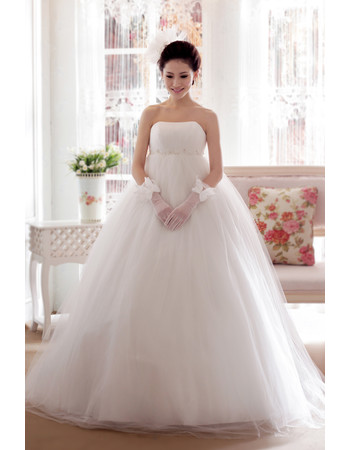 Amazing Empire Waist Strapless Floor Length Organza Wedding Dress