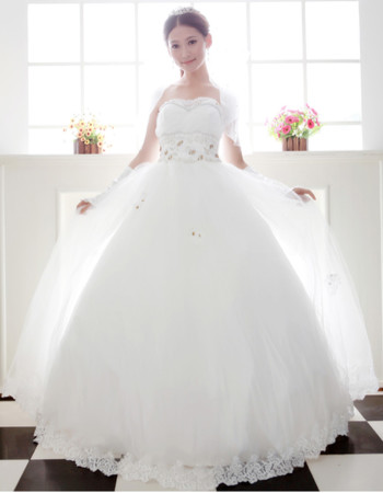 Beautiful Ball Gown Strapless Floor Length Beaded Dress for Spring Wedding