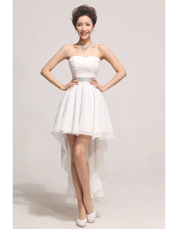 Cheap Charming Asymmetric High-Low Chiffon A-Line Sweetheart Dress for Summer Wedding