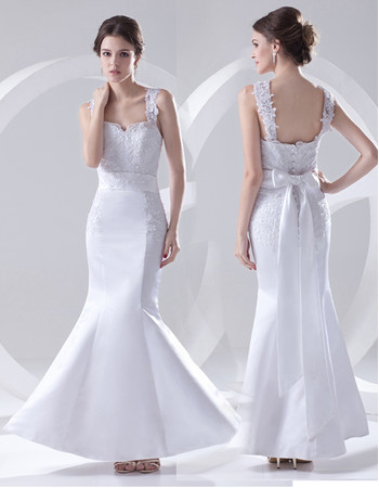 Beautiful Mermaid/ Trumpet Floor Length Satin Wedding Dress