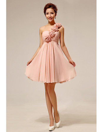 Discount Beautiful Elegant One Shoulder Chiffon Empire Short Bridesmaid Dress