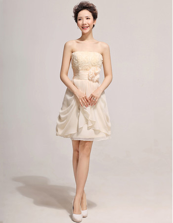 Cheap Designer Short Chiffon Strapless A-Line Bridesmaid Dress for Spring