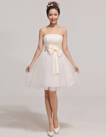 Discount Custom Designer A-Line Strapless Short Satin Organza Bridesmaid Dress