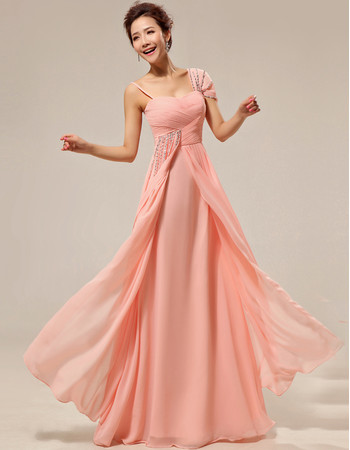 Beautiful Custom Asymmetric Chiffon Floor Length Sheath Bridesmaid Dress