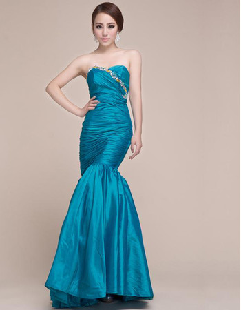 Custom Mermaid Sweetheart Floor Length Taffeta Prom Evening Dress for Women
