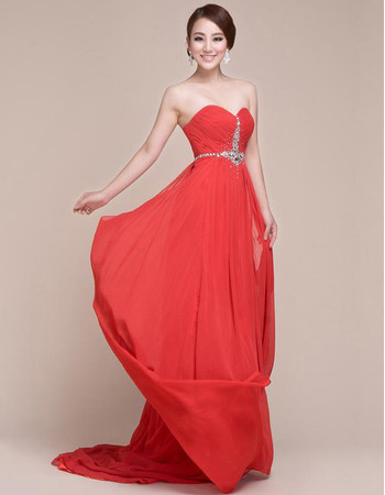 Discount Custom Chiffon Sweetheart Sweep Train Column Prom Evening for Women