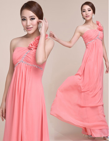 Beautiful One Shoulder Empire Chiffon Long Prom Evening for Women