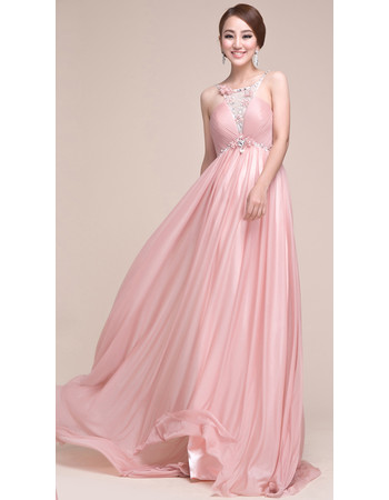 Affordable Sexy Empire Chiffon Sweep Train Prom Evening for Women