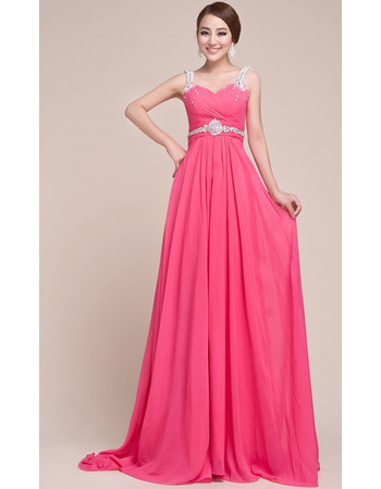 Sexy Straps Chiffon Sheath/ Column Floor Length Prom Evening for Women