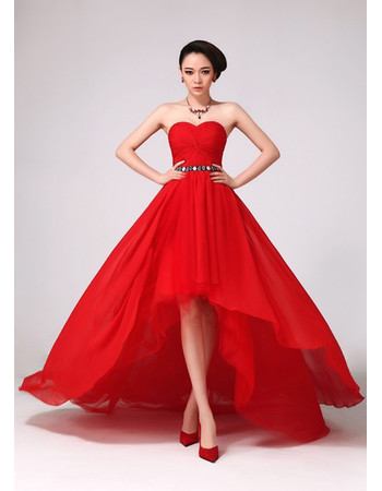 Amazing Asymmetric High-Low Chiffon Sweetheart Prom Evening for Women