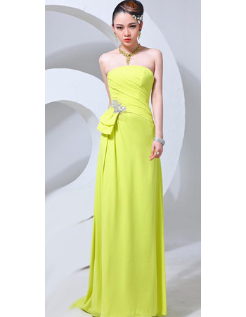 Affordable Strapless Chiffon Sheath Long Prom Evening for Women