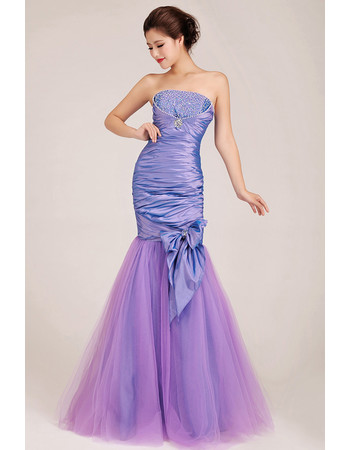 Amazing Mermaid Strapless Floor Length Satin Formal Evening Dress