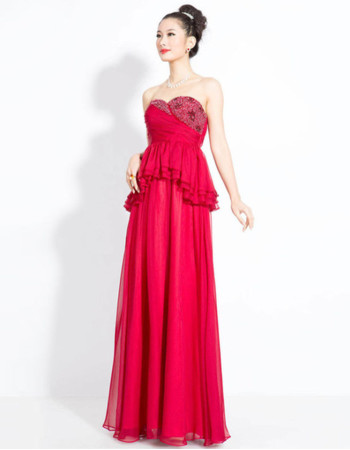 Beautiful Chiffon Sweetheart Column Floor Length Prom Evening Dress for Women