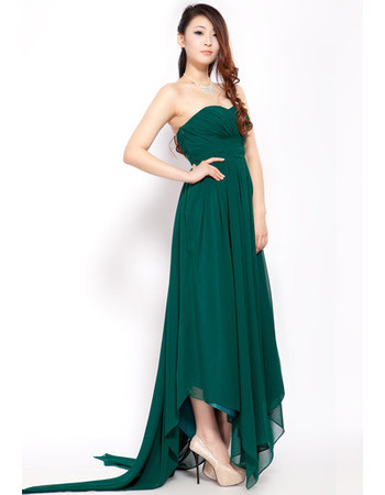 Elegant Asymmetric Chiffon Empire Sweetheart Sweep Train Evening Dress