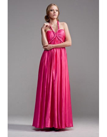 Beautiful Halter Empire Floor Length Satin Evening Dress for Women