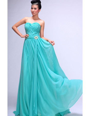 Cheap Classy Chiffon Sweetheart Floor Length A-Line Prom Evening Dress for Women