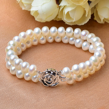 Elegant Lovely White 7 - 8mm Freshwater Off-Round Bridal Pearl Bracelets