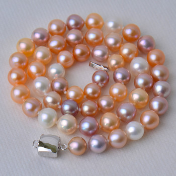 Affordable Multicolor 7.5 - 8.5mm Freshwater Off-Round Pearl Necklaces