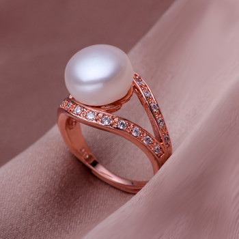 Beautiful Pink/ White 10 - 11mm Freshwater Off-Round Pearl Ring