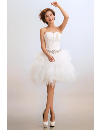 Custom Cheap Chic & Charming Designer Sweetheart Tulle Short Outdoor Wedding Dress