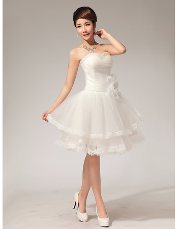 Modern Classy Informal A-Line Sweetheart Organza Short Beach Wedding Dress