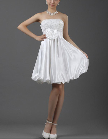 Empire Waist A-Line Strapless Short Petite Wedding Dress for Summer Beach Wedding