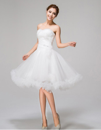 Amazing Charming A-Line Sweetheart Knee Length Ruffled Organza Garden Wedding Dress with Beaded