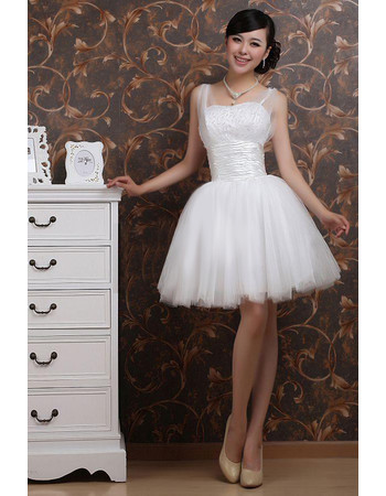 Charming Fit and Flare A-Line Organza Straps Short Beach Wedding Dress for Summer