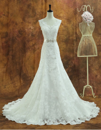 Custom Elegant Organza Sweetheart Chapel Train A-Line Wedding Dress