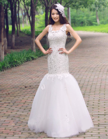 Cheap Timeless Mermaid/ Trumpet Lace Floor Length Wedding Dress