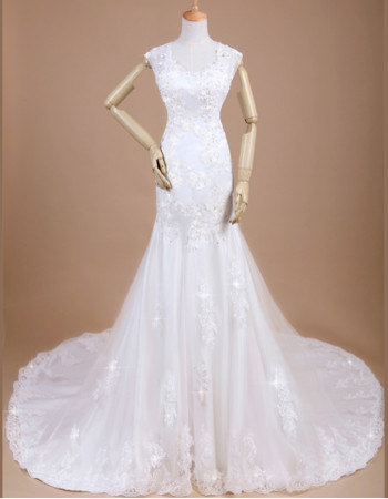 Cheap Custom Classy Mermaid/ Trumpet Chapel Train Satin Wedding Dress
