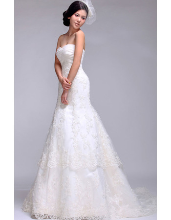 Cheap Classic Modern Lace Sweetheart A-Line Sweep Train Wedding Dress