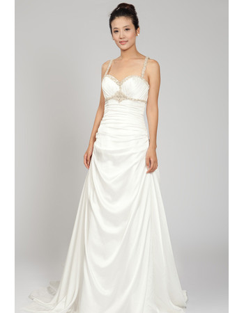 Cheap Spaghetti Straps Court Train Satin Sheath Wedding Dress