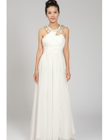 Cheap Chiffon Round Neck Floor Length Sheath Wedding Dress