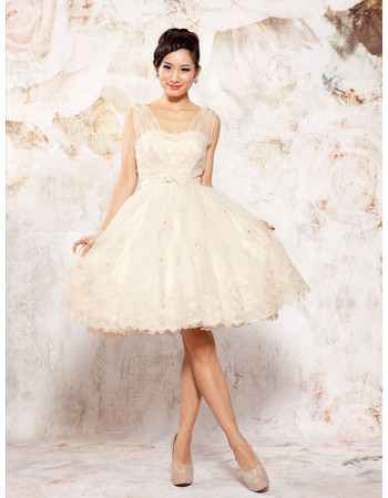 Women's Chic Straps A-Line Organza Short Beach Wedding Dress