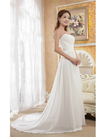 Beautiful Charming A-Line Chiffon Sweetheart Sweep Train Dress for Wedding