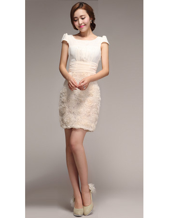 Informal Column Cap Sleeves Chiffon Short Beach Wedding Dress