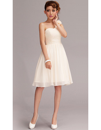 Simple One Shoulder Chiffon A-Line Short Beach Wedding Dress