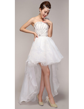 Beautiful Asymmetric High-Low One Shoulder Organza Wedding Dress